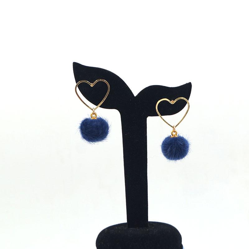 Trendy Japanese-Korean Fashion Heart Fur Ball Dangle Earrings for Women