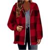 Women's Plaid Zipper Loose Plush Casual Jacket