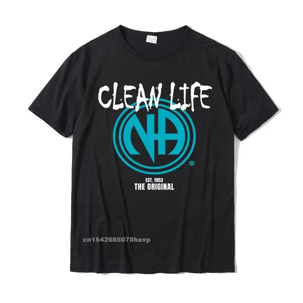 Clean Life Narcotics Anonymous NA Camisa Men Women Gift Top T-Shirts Custom Cotton Tops Tees Summer For Men