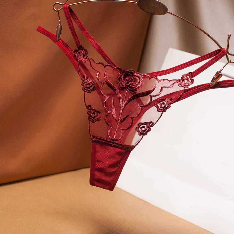 Women Panties Sexy Embroidery  Panty Transparent Underwear Female Intimates Seamless Briefs G String Thongs Lingerie Knickers