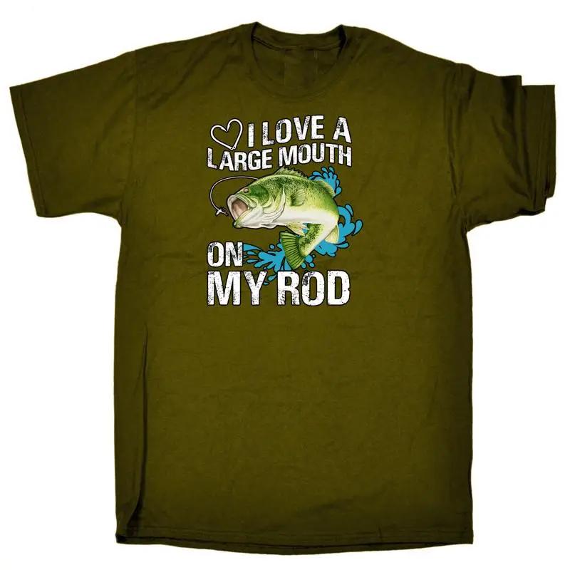

Love A Large Mouth On My Rod Fishing Angling Fish Mens Funny T Shirt 5XL різнокольоровий