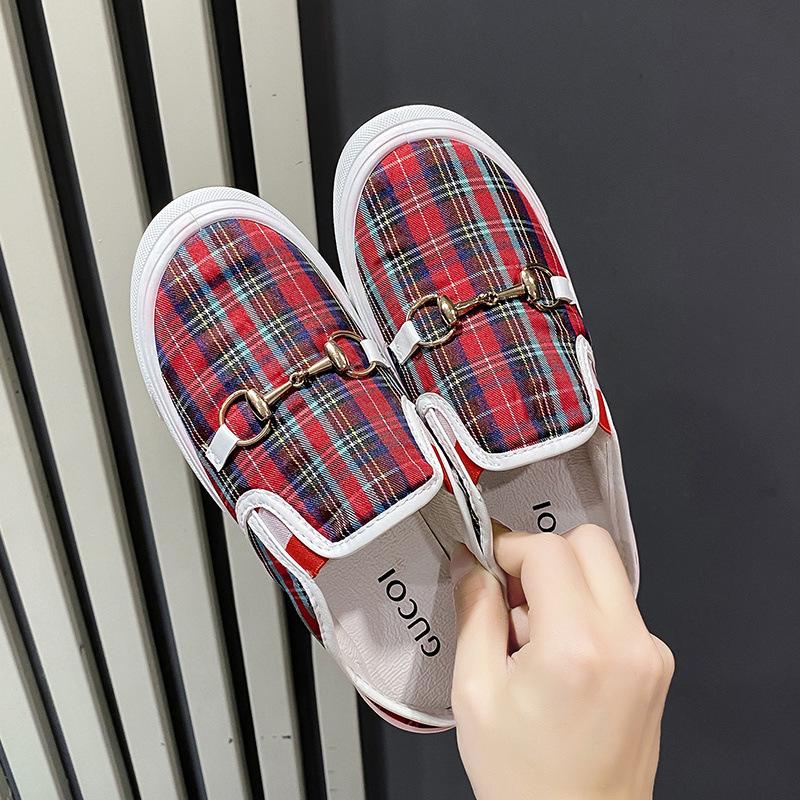 

ins leopard print loafers women s spring 2025 new one-pedal lazy shoes student Korean version flat baseplate shoes trendy shoes 35 красный