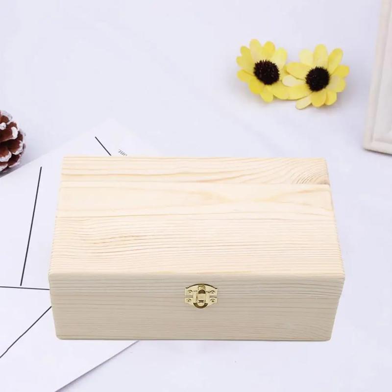 Wooden Storage Box Log Color Scotch Pine Rectangular Wooden Box Flip Solid Wood Gift Box Handmade Craft Home Case Box