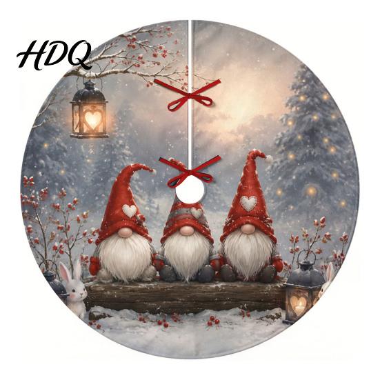 Holiday Tree Skirt Round Skirt 35.4" Christmas Vibrant Prints Mat with for Decorative Prop Photo