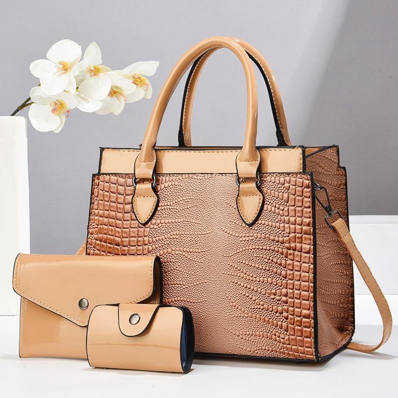 Women's bag bag Urban crocodile pattern handbag Mother and child bag Three-piece set One shoulder oblique span bag
