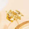 18K Gold-Plated Open Leaf Stainless Steel Ring - European & American Casual Fashion Style