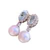 French Natural Freshwater Pearl Earrings S911 Silver Needle Fashion Commuting Simple Micro Inlaid with Diamonds Zircon Earrings New