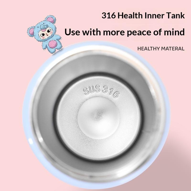 Cartoon Straw Double Drinking Cup Bouncing Portable Children's Thermos Cup Outdoor Accompanying Sports Water Cup