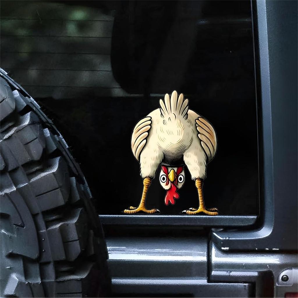 Funny Chicken Vinyl Decal - Funny Farm Animal Sticker For Car Window