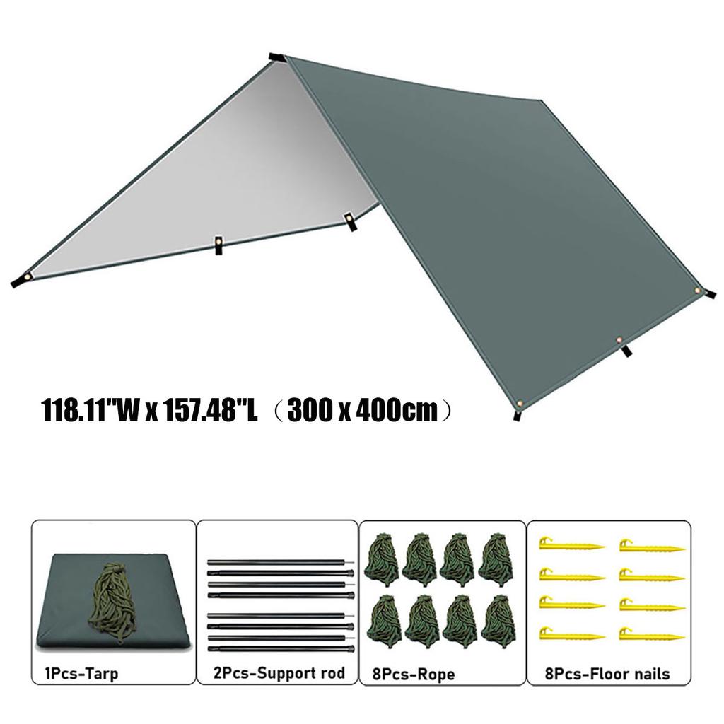 Waterproof Camping Sunshade, Portable Tent Tarpaulin, UV-Protective Sunshade, Multi-Functional Outdoor Camping Gear - Gray