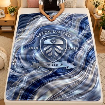 Flannel BlanketLeeds United Football Warm Soft Throw Blanket for Indoor Sofa Bed Living Room Use