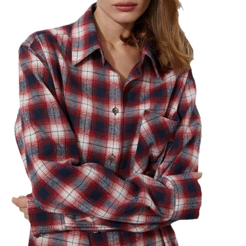 Camisa Xadrez Clássica Corte Amplo Estilo Casual Unissex