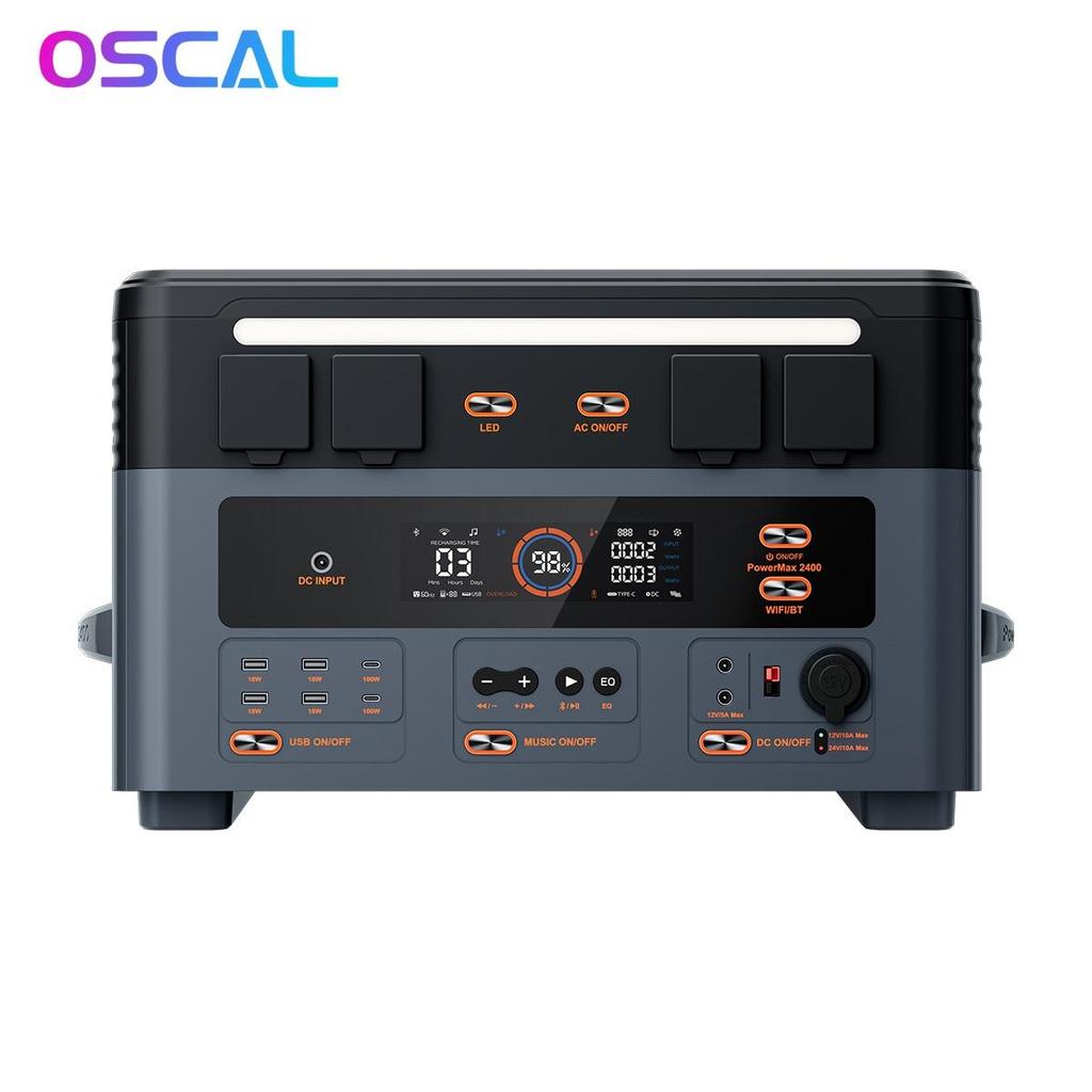 Oscal Bærbar kraftstasjon PowerMax 2400 1872wh Kapasitet 2400W Utgang 1500W Ultrarask lading