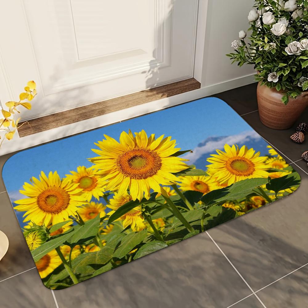 1pc Sunflower Doormats Home Carpet Bathroom Absorbent Mats Anti-Slip Mats Home Decor Supplies Carpets Home Kitchen Floor Mats