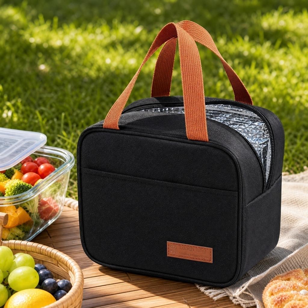 Square Insulated Lunch Bag with Handle Large Capacity Thermal Lunch Box Tote for Work School Outdoor Use Durable Material