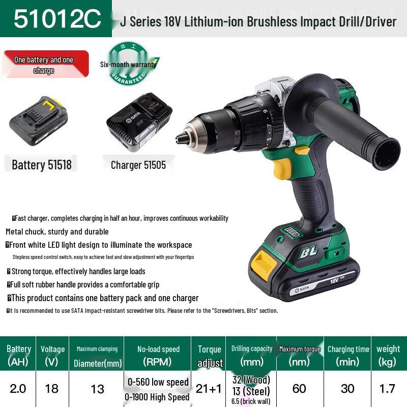 SATA 12V & 18V Cordless Lithium-Ion Drill and Driver Kits CN plug (adapter included)