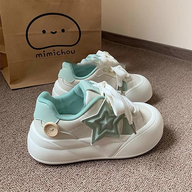 2025 new summer little white shoes female cute platform casual versatile milk huhu big head bread shoes round head board shoes