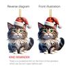 Lovely Acrylic Cat Car Hanging Decoration With Cheerful Christmas Hat And Theme Tree