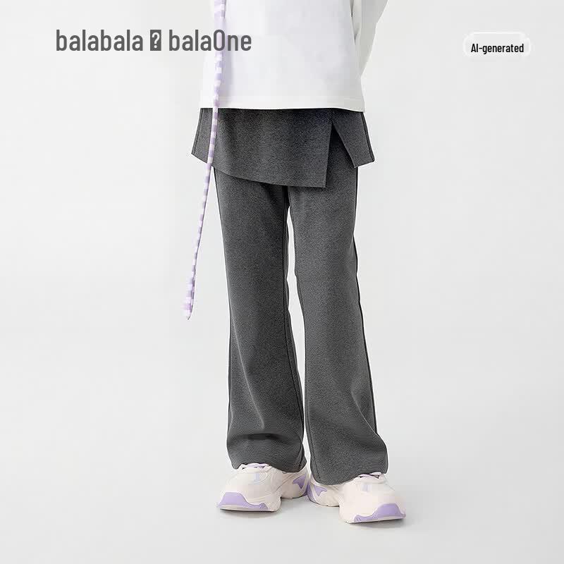 Balabala Girls' High-Waist Flared Long Pants