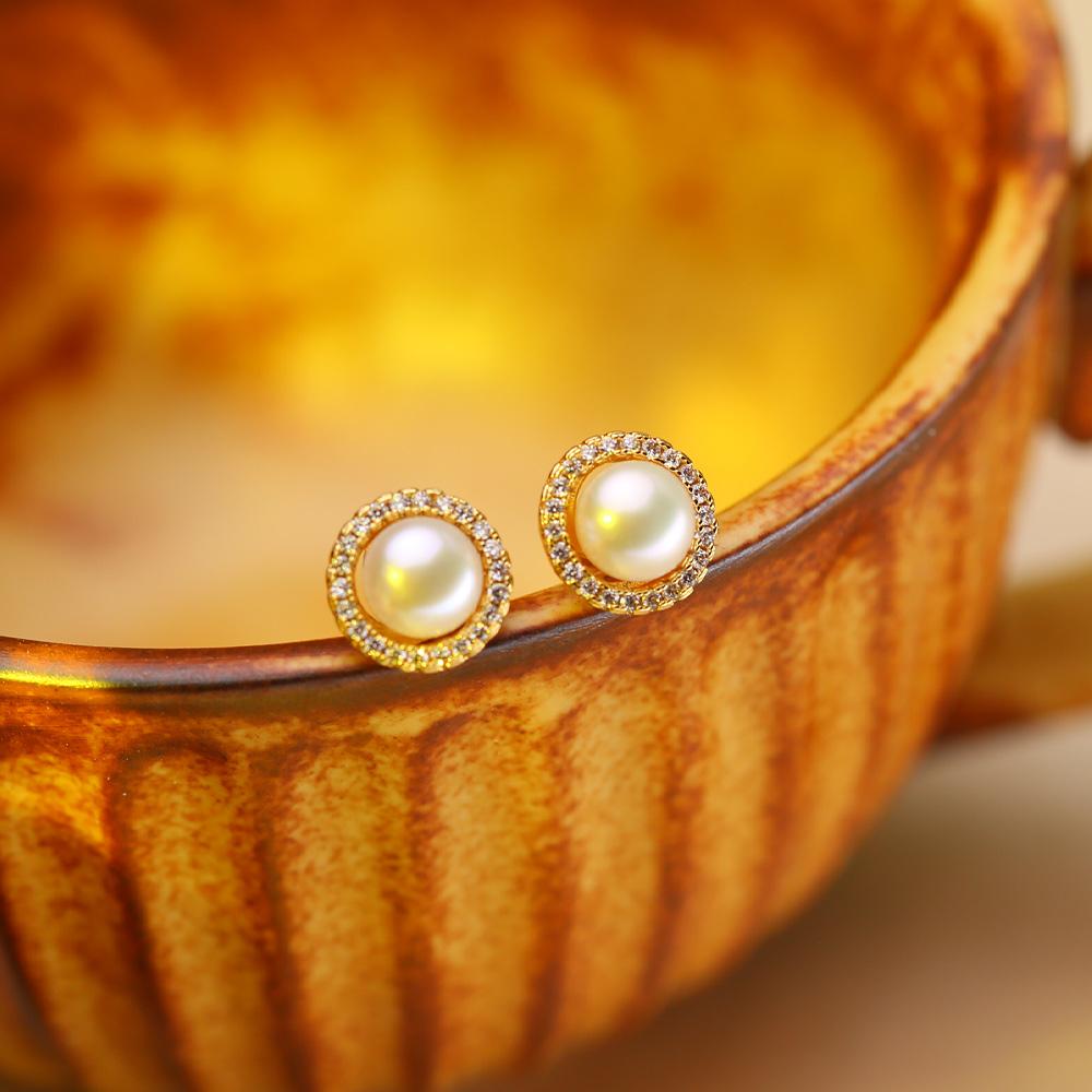 Brincos de Pérola de Água Doce Natural Moda Zircônia Cúbica Pérola Brincos de Pino Para Mulheres Joias de Festa