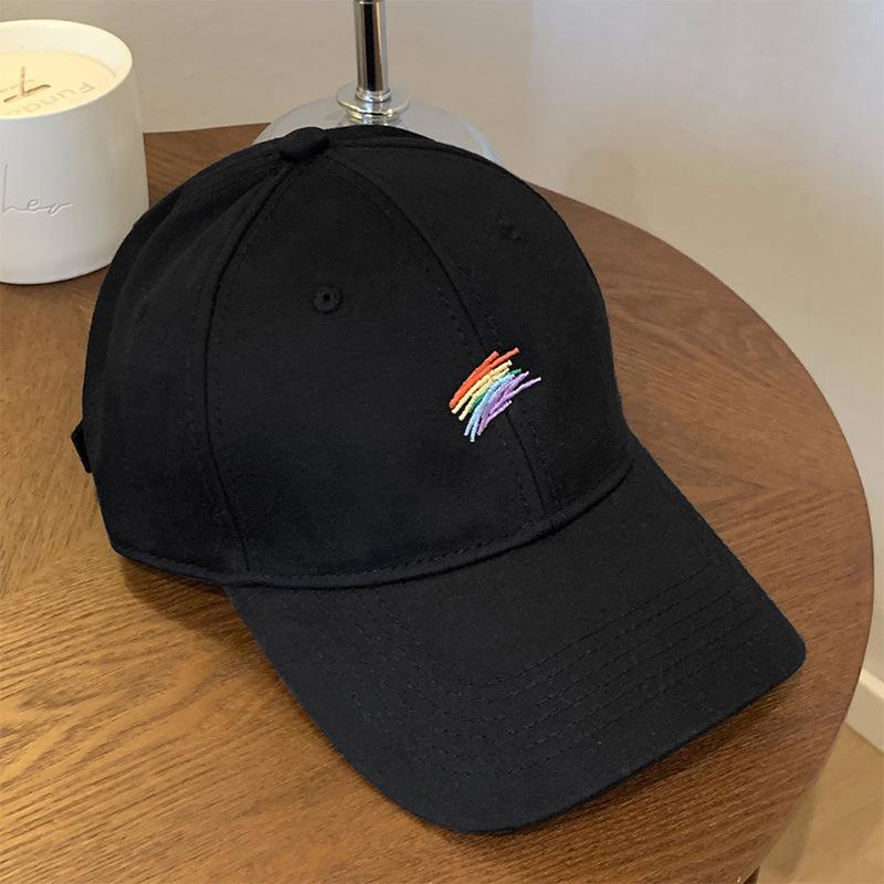 Casquette de Baseball Décontractée d'Extérieur pour Femmes Broderie Arc-en-ciel Colorée Casquette à Visière Courbe Chapeau de Soleil Ajustable pour Fille