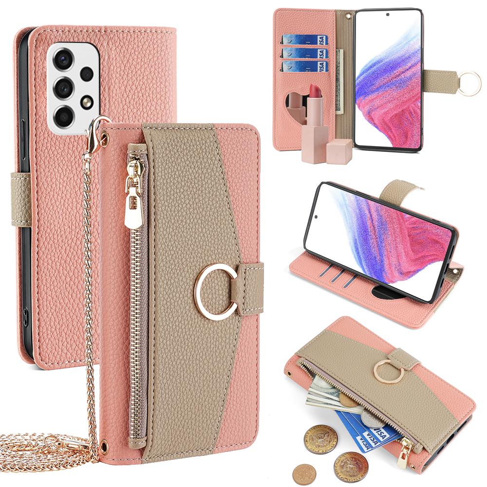 For Samsung Galaxy A53 5G Case Wallet Crossbody Phone Bag with Zipper Pocket