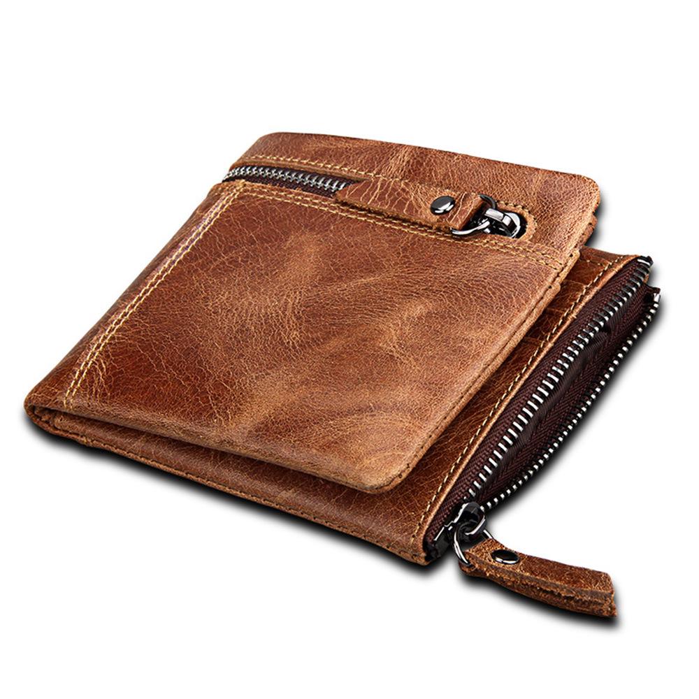 Men's Crazy Horse Genuine Leather RFID-Blocking Wallet