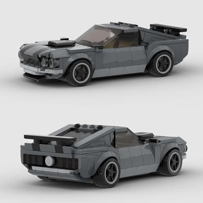 MOC-Technik Klassisches Rennsport-Fahrzeug Automodell Supercar Bausteine Steine Spielzeug Kinder 1969 Mustang Boss
