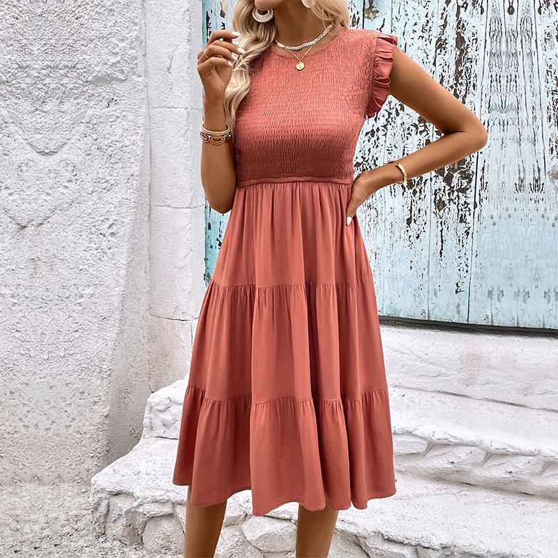 2023 Summer Fashion: Women's Slim Solid Color Dress for Europe and America