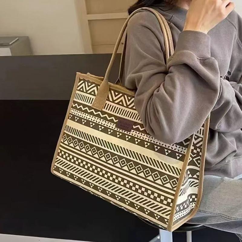 Large Capacity Shoulder Bag Commuter Canvas Handheld Shopping Bag Outward Travel Commuting Bag