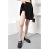 Women's Black Flared Shorts Skirt With Flexible Flared Pleated Shorts