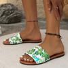 2025 Sommer Neuer Druck Damen Zehentrenner Outdoor Casual Niedrig Absatz Sandalen für Heißen Verkauf Übergröße Tägliche Strand-Slipper