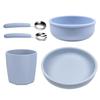 Nordic Silicone Kids Tableware Set: 5-Piece Includes Plate, Bowl, Fork, and Spoon