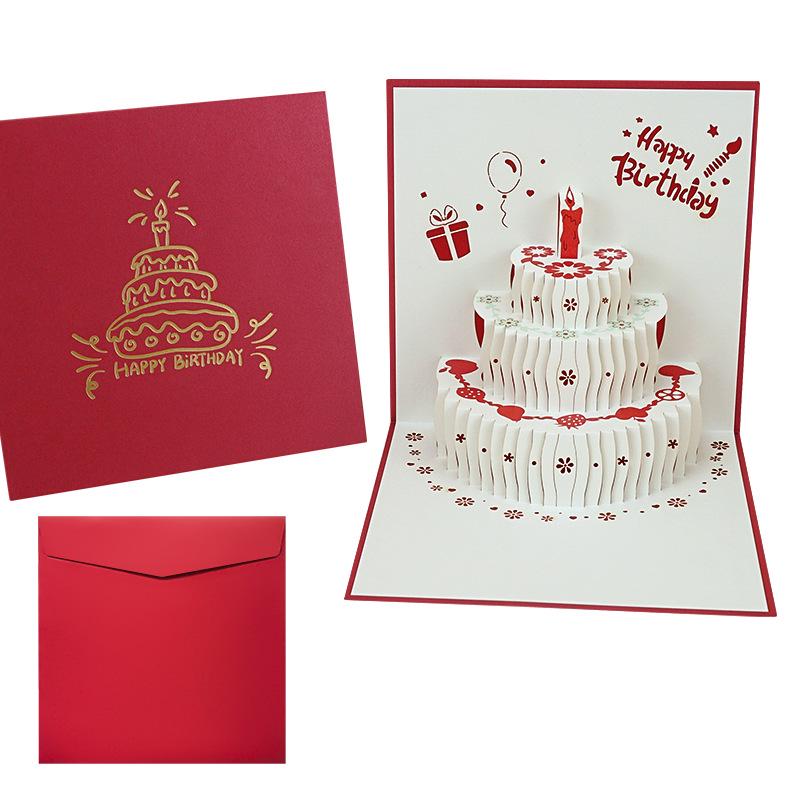 

3D Birthday Cake Pop-up Greeting Card with Blessings for Company Employees