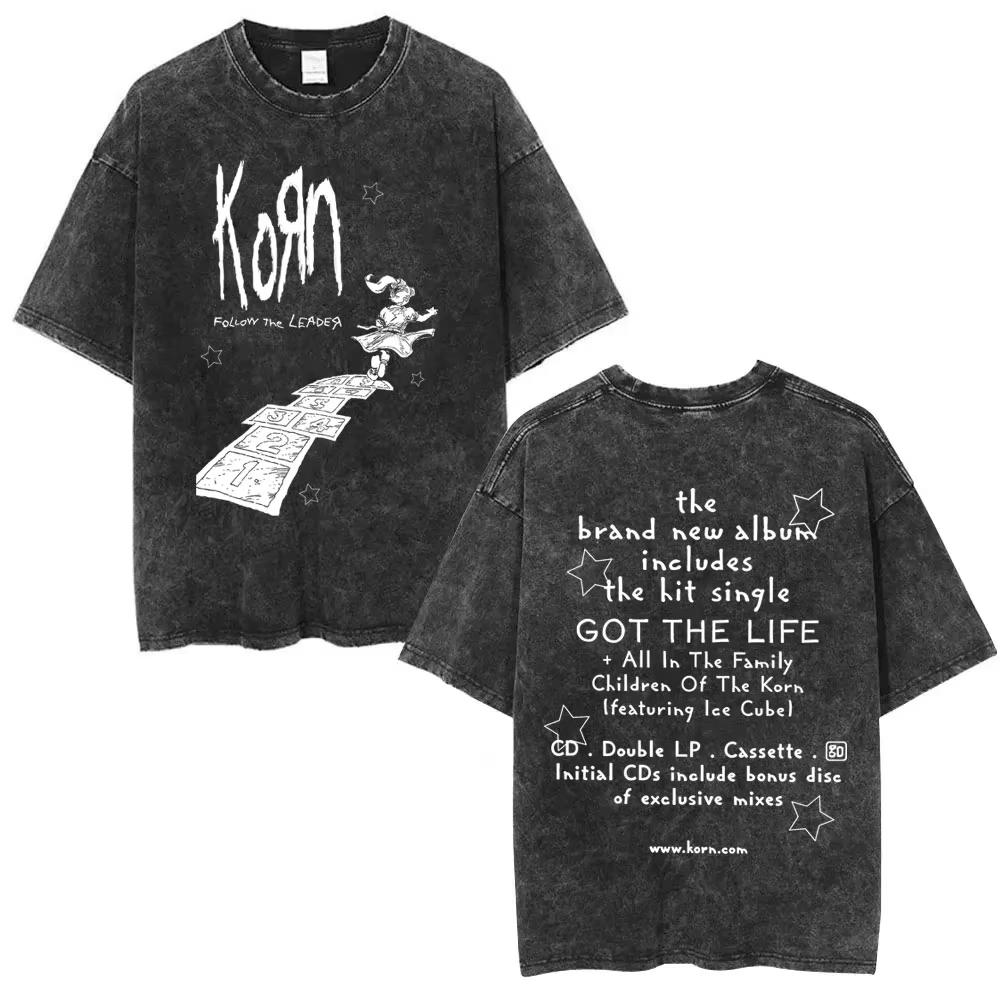 Sommer-Heißverkauf Gewaschen Vintage Korn Tour 2026 Merch T-Shirt Unisex Gothic Rock Popmusik T-Shirt Y2k Baumwolle Übergroße T-Shirts