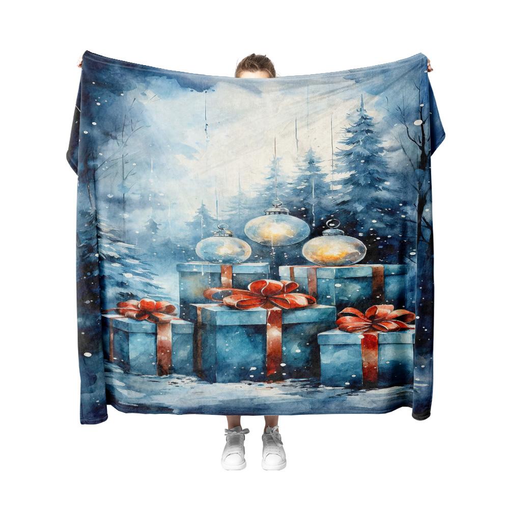 Tuniu Winter Christmas Gift Box Fleece Blanket Sofa Bed Throw Warm Cozy Decorative Throw Blanket