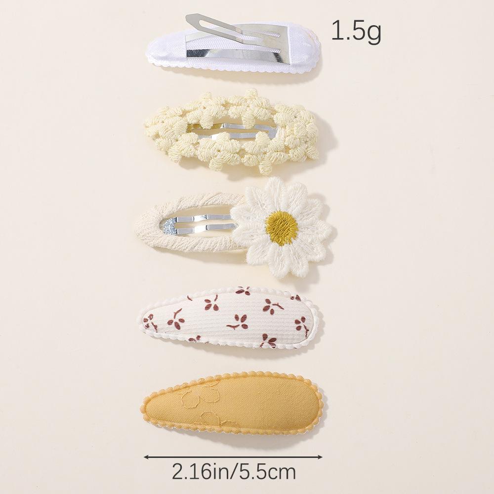 Yalun Jewelry Popular Daisy Bb Clip Small Printed Hair Accessories Daily Fabric Handmade Hairpin 4572