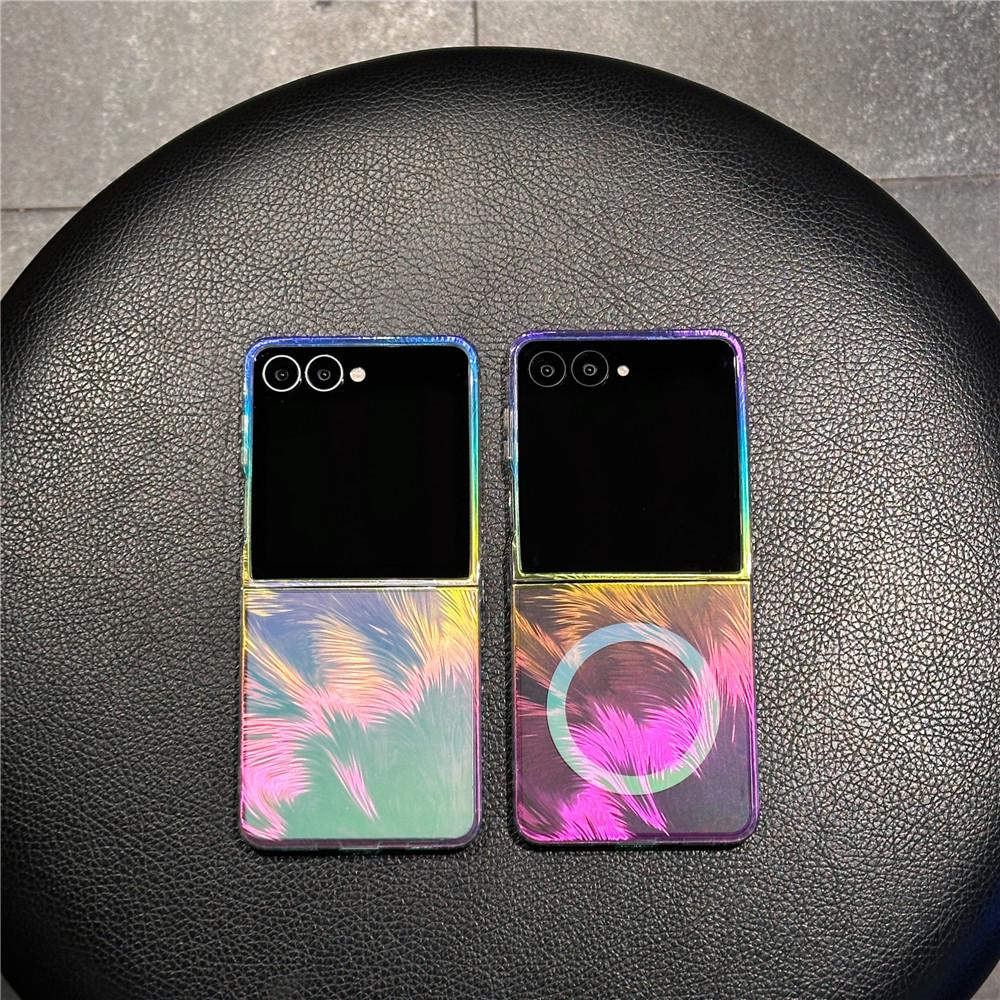 Samsung Galaxy Z Flip7 Gradient Case, Feather Color-Plated, 5th Gen Magnetic Folding Cover