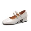 Fashion Square Toe Women Elegant Mary Jane Shoes Ladies Fashion Thick High Heel Women's Shallow Red Ballerinas Party Shoes