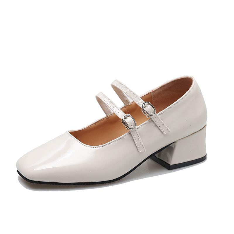 Fashion Square Toe Women Elegant Mary Jane Shoes Ladies Fashion Thick High Heel Women's Shallow Red Ballerinas Party Shoes