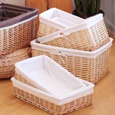 Willow Woven Wicker Storage Basket: Handmade Organizer for Hotel, Toys, or Desktop Clutter