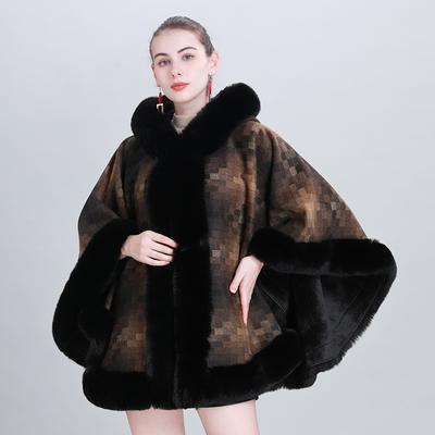 Cape Shawl Fleece zesílený kostkovaný límec s kapucí šála s kapucí Cape 0985