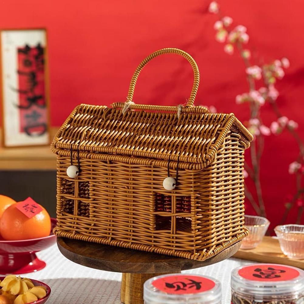 23.5x13.5x17.5cm Handmade Creative Vine Weaving Picnic Basket Wedding Bridesmaid Hand-held Gift Box - Storage House Design