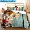 Ocean Starfish Shells 3pcs Bedding,Including 1pc Duvet Cover And 2pcs Pillowcases Perfect for Christmas,Ideal for Bedroom, Dormitory
