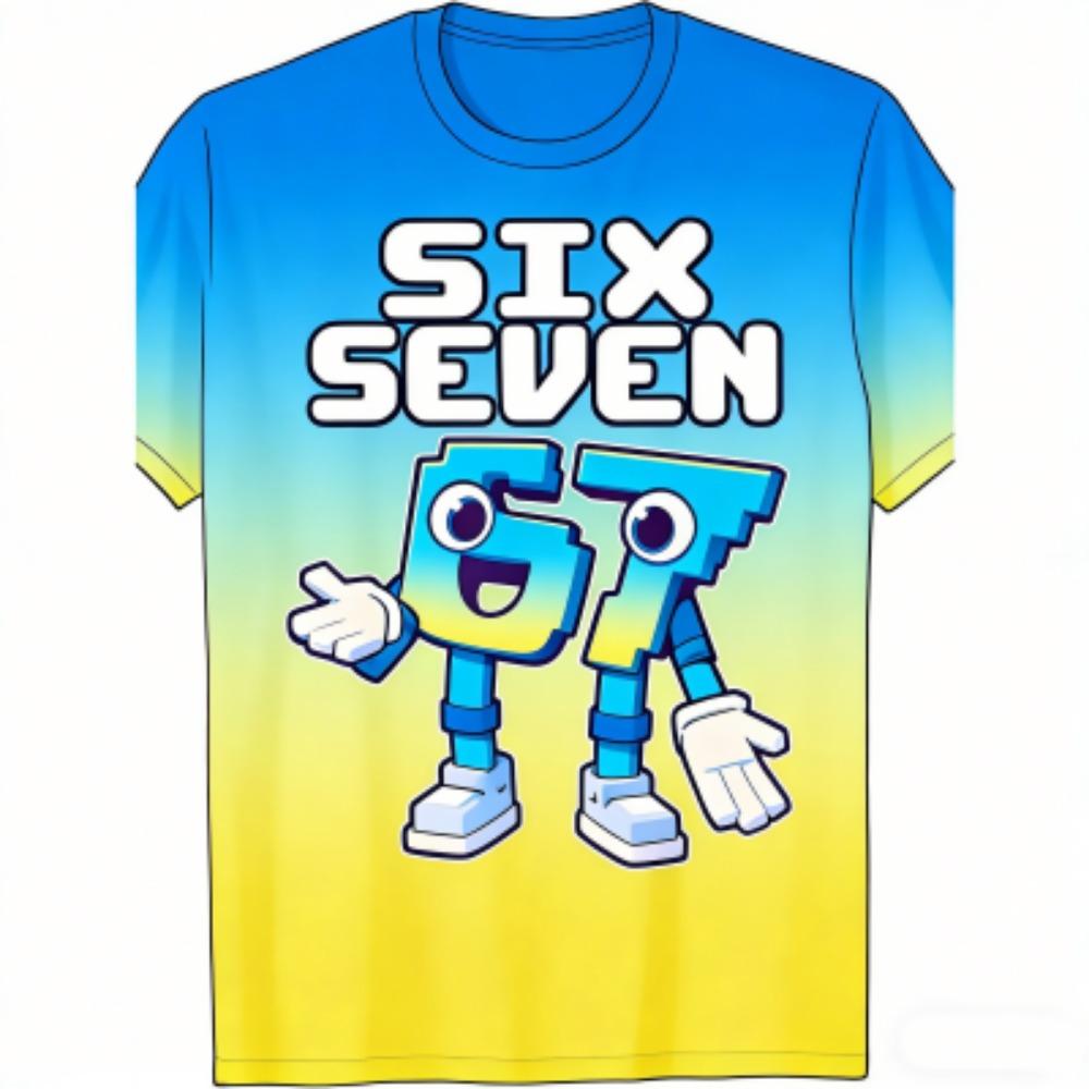 Sommer Mode Cartoon Sechs Sieben 67 Aufdruck Kinder T-Shirts Sommer Street Kurzarm Outdoor Freizeit Oberteile für Jungen und Mädchen T-Shirts Top