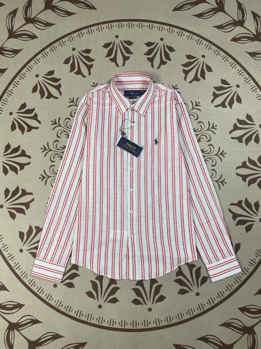 Ralph Striped Long-Sleeve Shirt with Embroidered Horse Logo - Unisex Bamboo Cotton Sun Protection Top XL