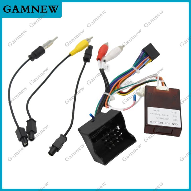 Car 16pin Wiring Harness Adapter Canbus Box Decoder Android Radio Power Cable For Volkswagen Touareg 2011-2016