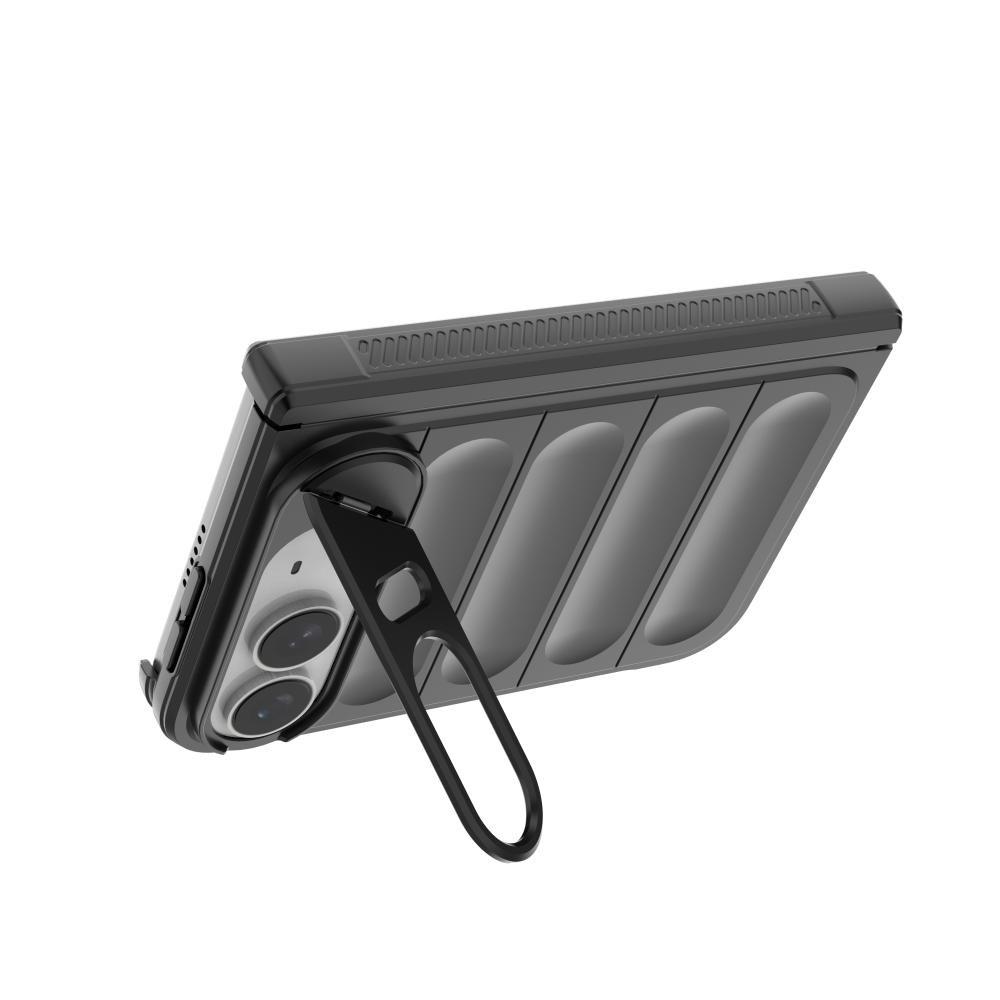 Fold Lens Stand Holder Silicone Soft Phone Case For iPhone Duo Solid Color Shockproof Bumper Armor Back Cover For iPhone Duo