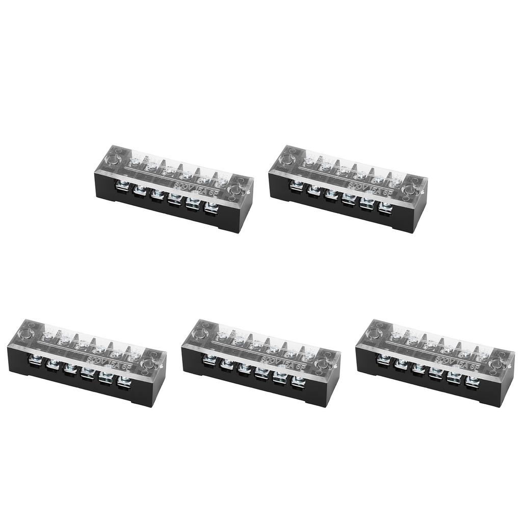5pcs Terminal Block Barrier Strip Dual Row TB 15A 600V M3 Screws High Tenacity Wire Barrier Block 6 Positions(1506)
