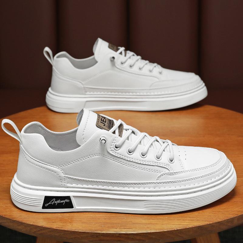 Men's Breathable White Sneakers - Korean Style Casual Flats